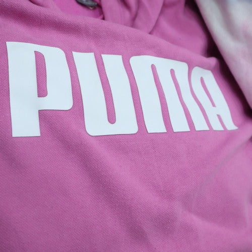 Puma Women Pink Pullover Hoodie XL Logo Cotton Sweatshirt