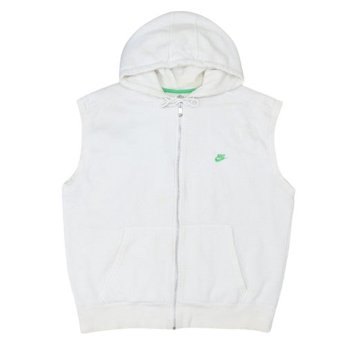 Nike Mens White Sleeveless Full Zip Hoodie XL Sportswear Vest