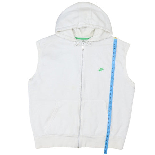 Nike Mens White Sleeveless Full Zip Hoodie XL Sportswear Vest