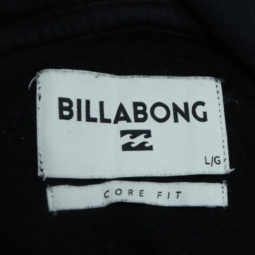 Billabong Mens Black Pullover Hoodie L Graphic Logo Surf Fleece