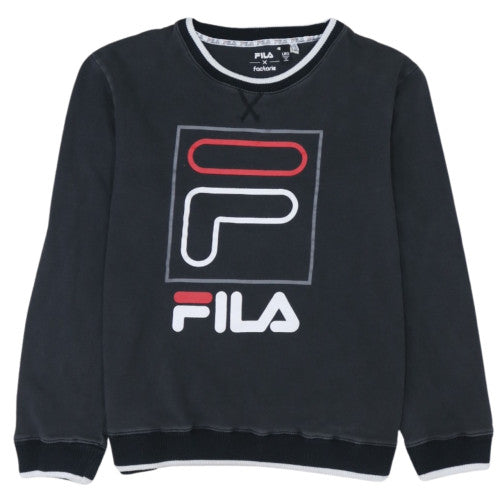 FILA Mens Black Large Crew Neck Logo Pullover Sweatshirt
