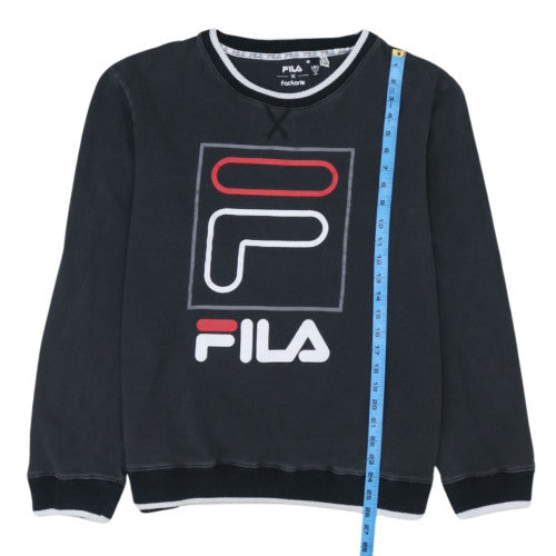 FILA Mens Black Large Crew Neck Logo Pullover Sweatshirt