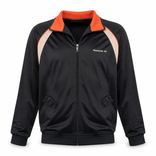 Reebok Men’s Black Track Jacket L Colourblock Retro Full Zip