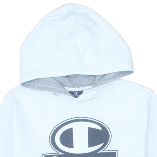 Champion Mens White Pullover Hoodie XL Graphic Print Cotton Blend