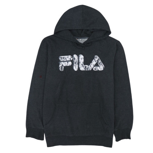FILA Men's Black Pullover Hoodie M Fleece Graphic Logo Sweatshirt