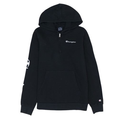 Champion Boys Black 2XL 1/2 Zip Hoodie with Logo Detail