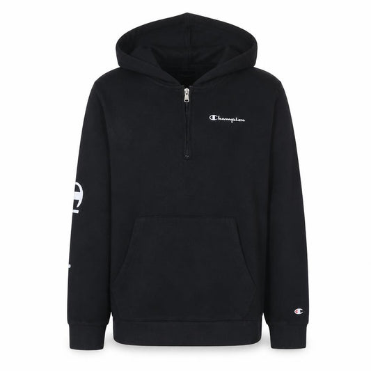 Champion Boys Black 2XL 1/2 Zip Hoodie with Logo Detail