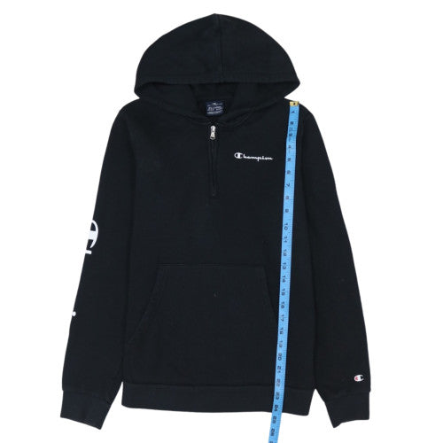 Champion Boys Black 2XL 1/2 Zip Hoodie with Logo Detail