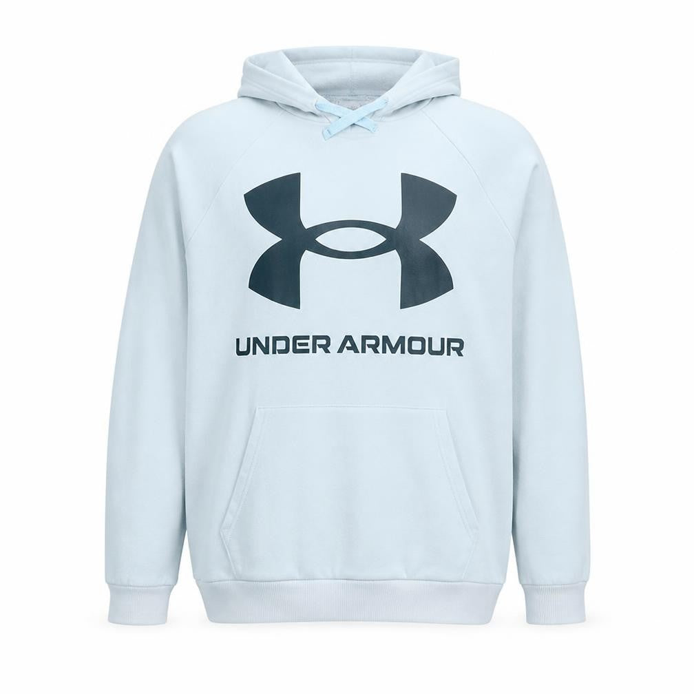 Front view of Under Armour Men's Blue XL Pullover Fleece Hoodie with Logo