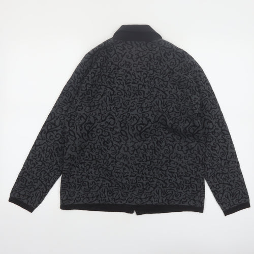 Talbots Petites Women Black Grey Cardigan Small 100% Merino Wool Made in Italy