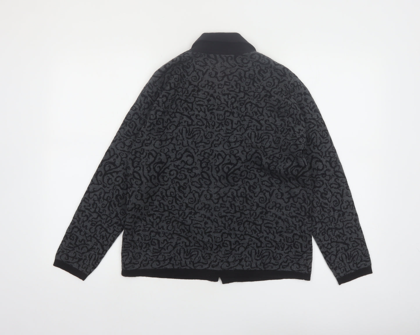 Talbots Petites Women Black Grey Cardigan Small 100% Merino Wool Made in Italy