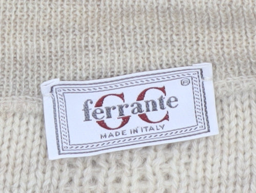 Ferrante Men's Beige Wool Alpaca Cable-Knit Cardigan XL