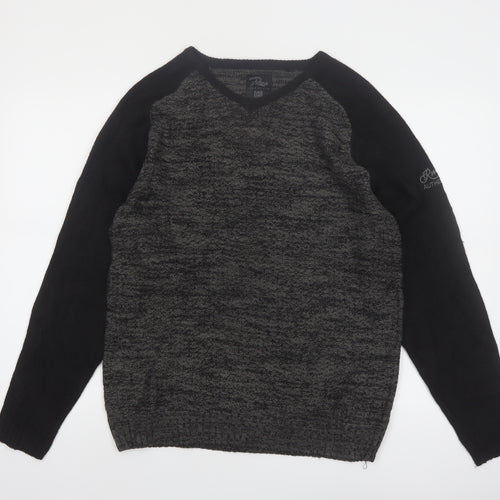 RMS Twenty Six Men's Black Grey V-Neck Pullover Jumper Size L