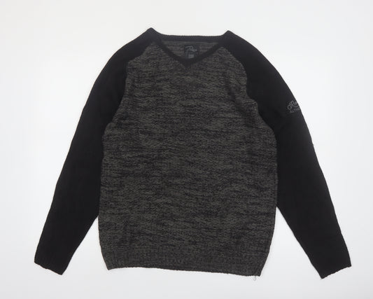 RMS Twenty Six Men's Black Grey V-Neck Pullover Jumper Size L
