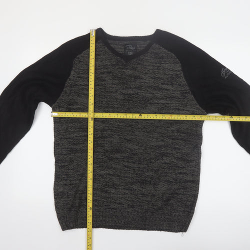RMS Twenty Six Men's Black Grey V-Neck Pullover Jumper Size L