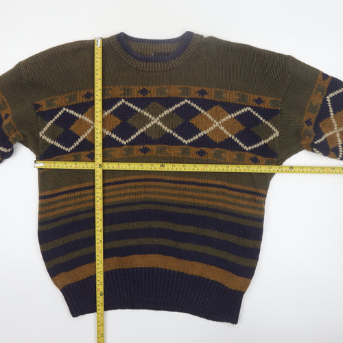 Structure Men's Multicoloured L Argyle Knit Pullover Jumper