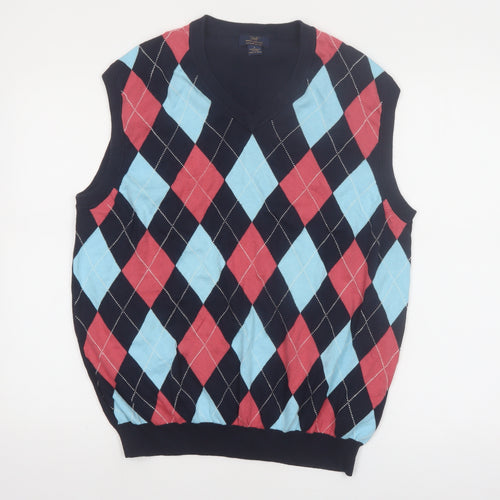 Brooks Brothers Men's Multicoloured Argyle V-Neck Cotton Vest L