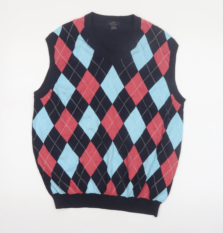Brooks Brothers Men's Multicoloured Argyle V-Neck Cotton Vest L