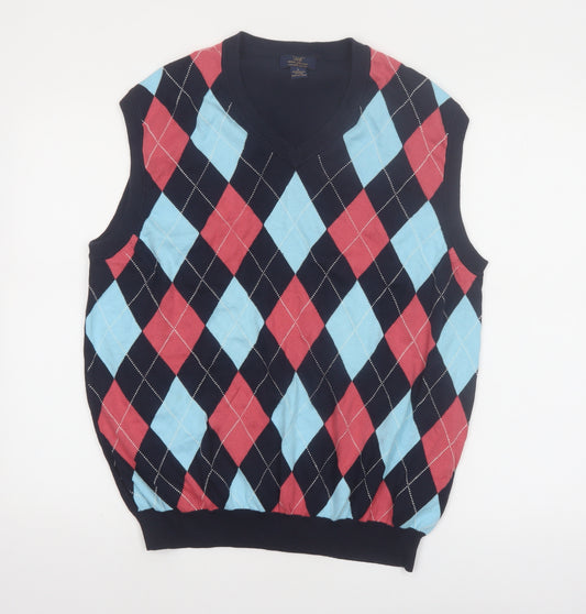 Brooks Brothers Men's Multicoloured Argyle V-Neck Cotton Vest L