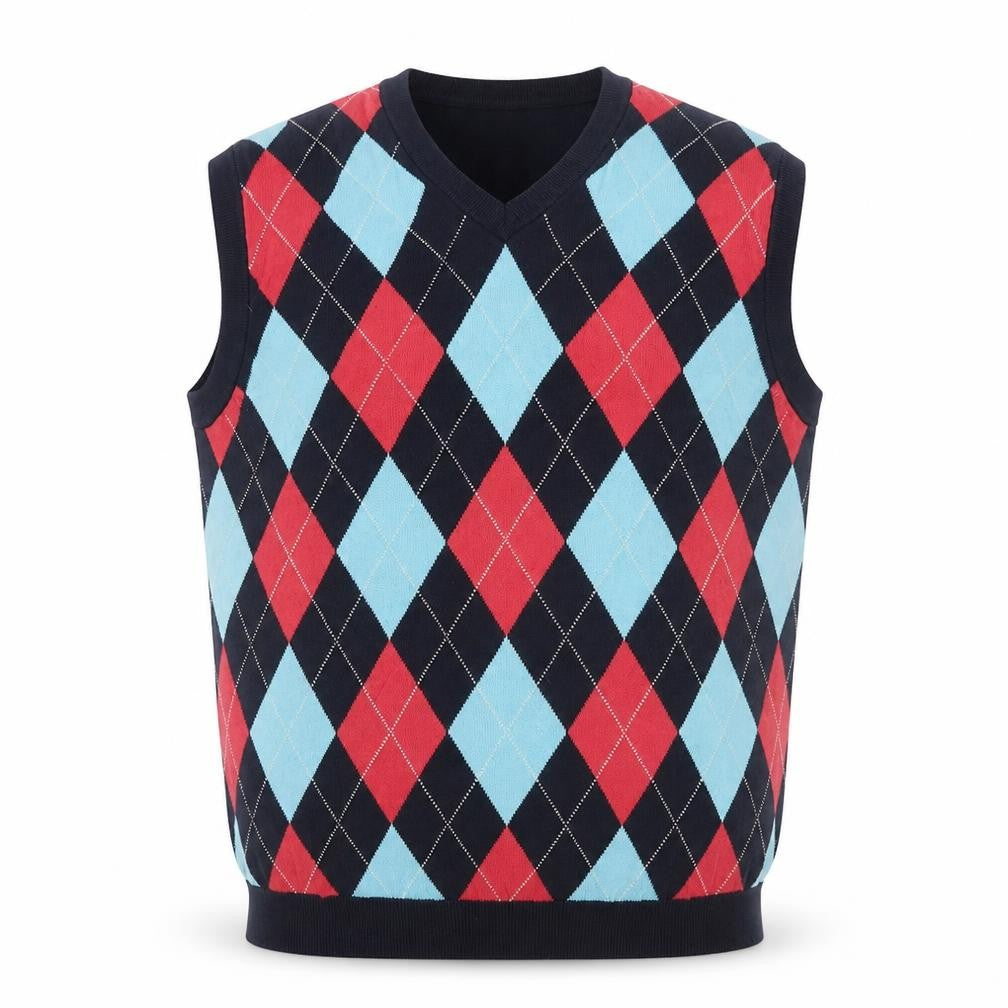 Front view of Brooks Brothers Men's Multicoloured Argyle V-Neck Cotton Vest L