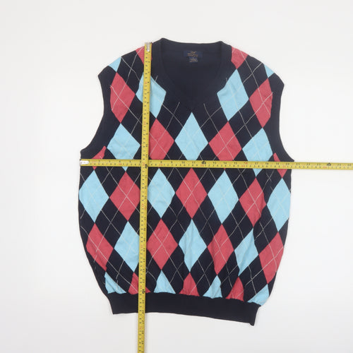 Brooks Brothers Men's Multicoloured Argyle V-Neck Cotton Vest L