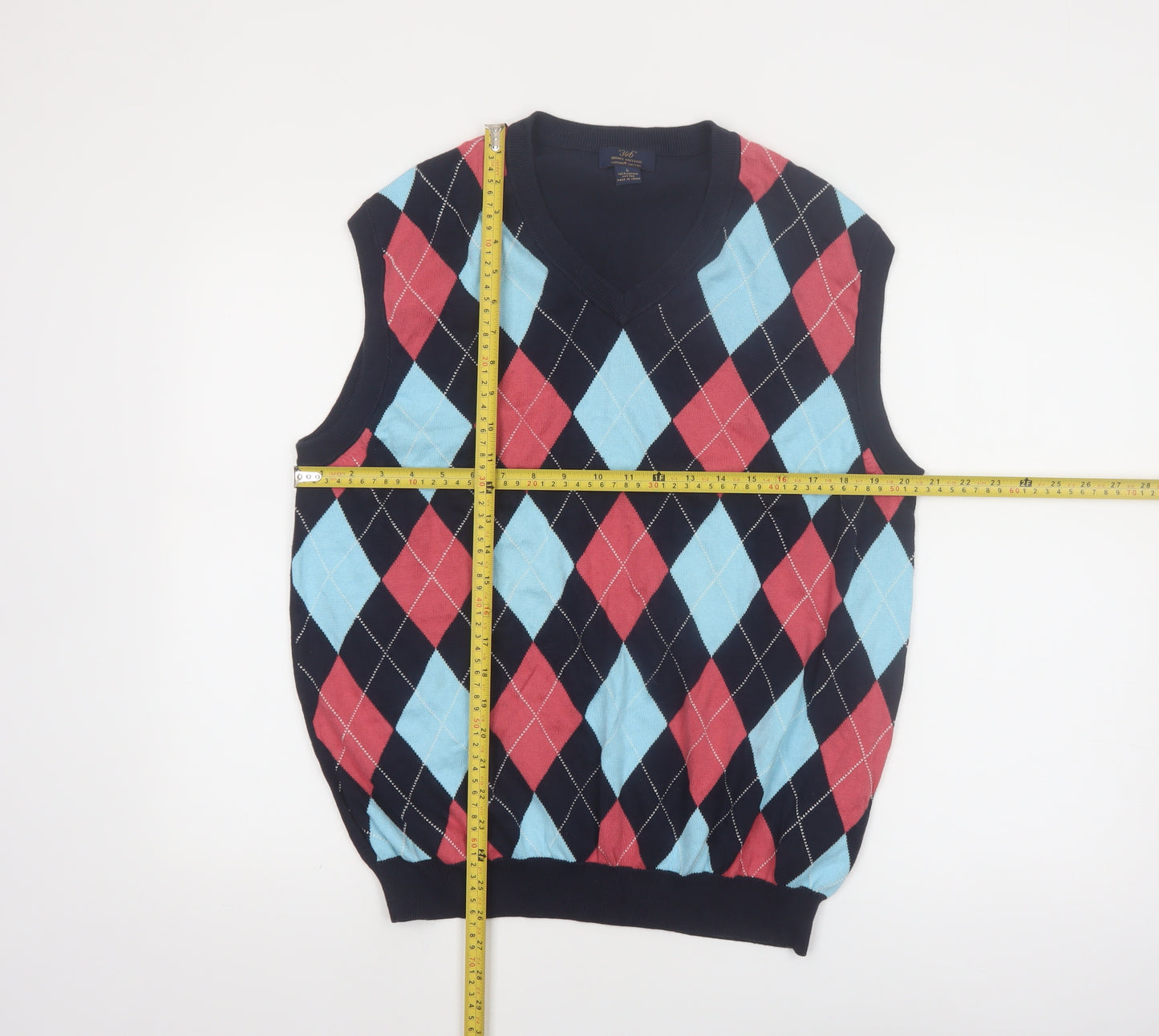 Brooks Brothers Men's Multicoloured Argyle V-Neck Cotton Vest L