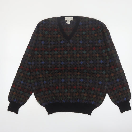 Tricots St. Raphael Men's Multicoloured Wool Argyle V-Neck Jumper M