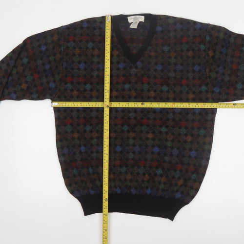 Tricots St. Raphael Men's Multicoloured Wool Argyle V-Neck Jumper M