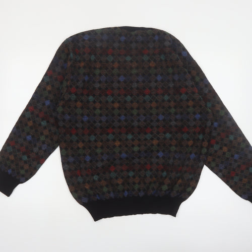 Tricots St. Raphael Men's Multicoloured Wool Argyle V-Neck Jumper M