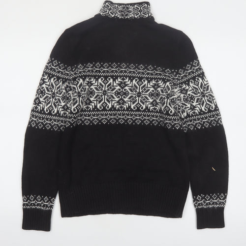 Christopher & Banks Women's Black Fair Isle 1/4 Zip Jumper Size S