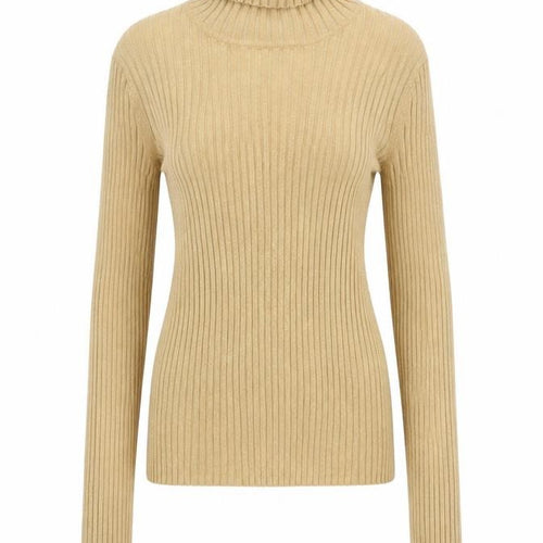 Apostrophe Women's Beige Roll Neck Ribbed Knit Jumper Size L 12-14
