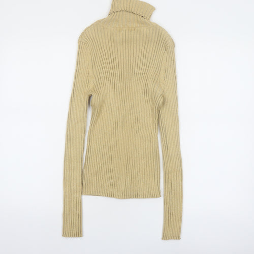 Apostrophe Women's Beige Roll Neck Ribbed Knit Jumper Size L 12-14