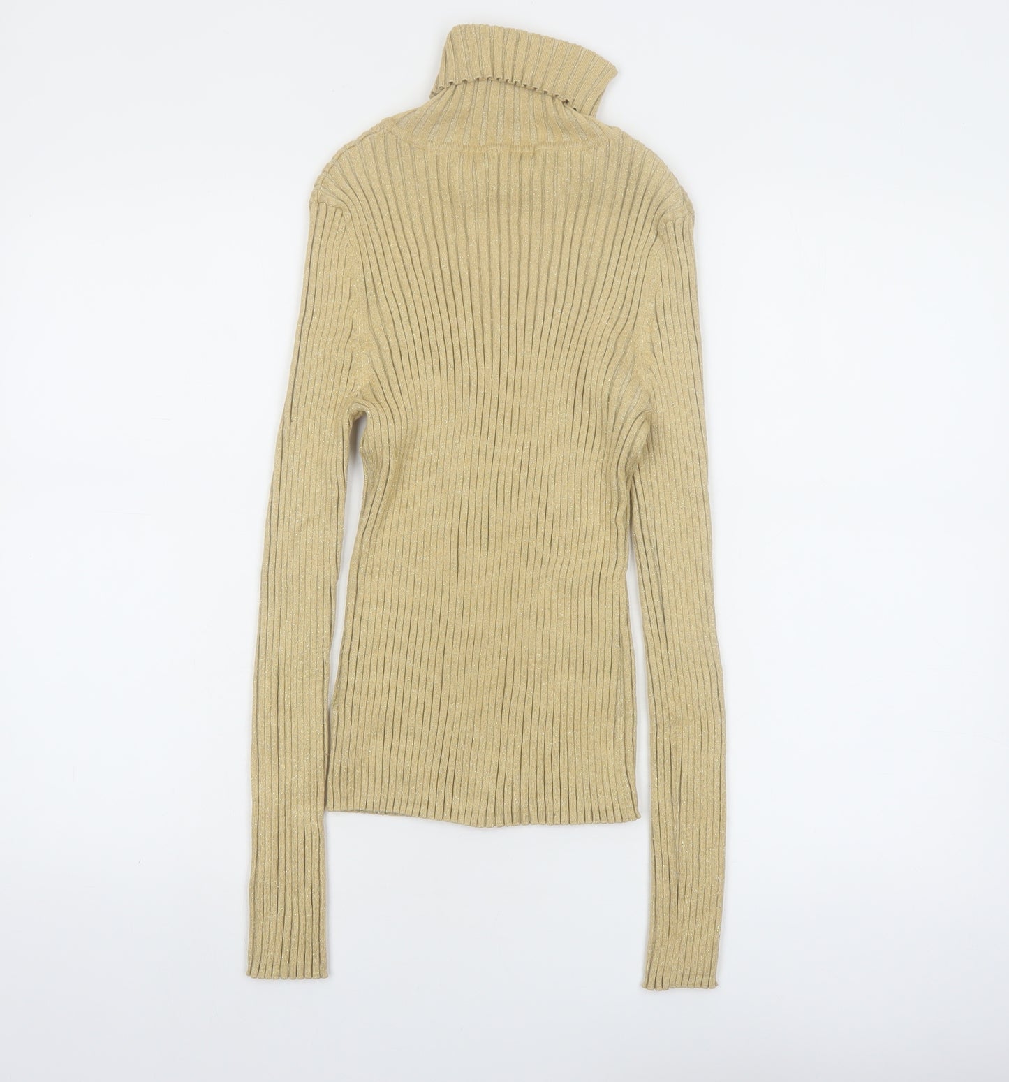 Apostrophe Women's Beige Roll Neck Ribbed Knit Jumper Size L 12-14