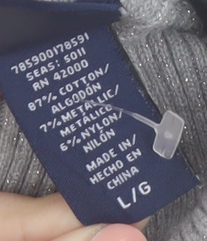 Basic Editions Women Grey Roll Neck Long Sleeve Knit Jumper Size L