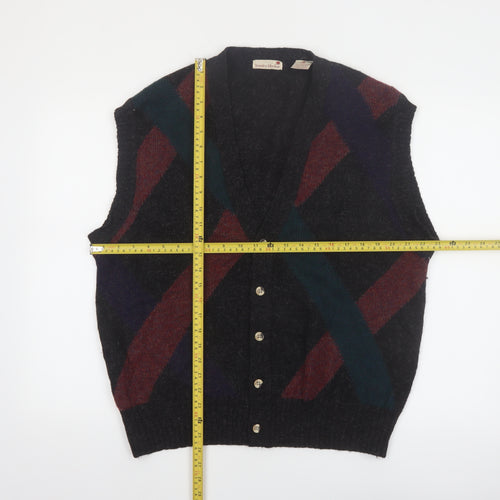 Stanley Blacker Men's Multicoloured Wool Argyle Vest L