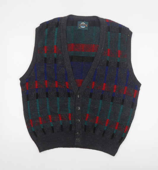 Jantzen Men's Multicoloured Geometric Knit Sleeveless Vest L