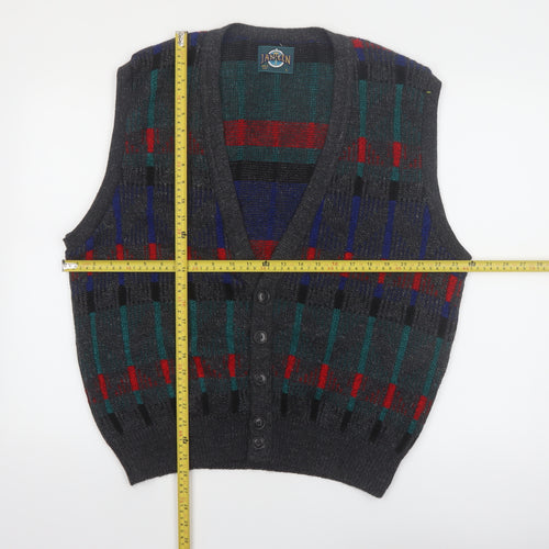 Jantzen Men's Multicoloured Geometric Knit Sleeveless Vest L