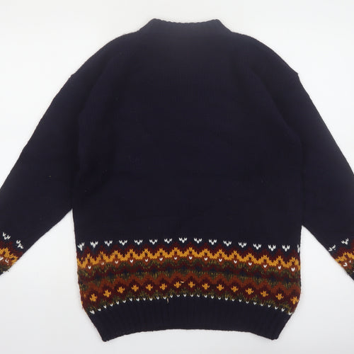 C&A Women’s Blue Acrylic Horse Fair Isle Pullover Jumper Size 10