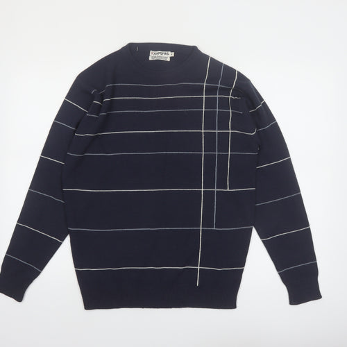 Rapidfire Men's Blue Striped Crew Neck Knit Jumper Size M