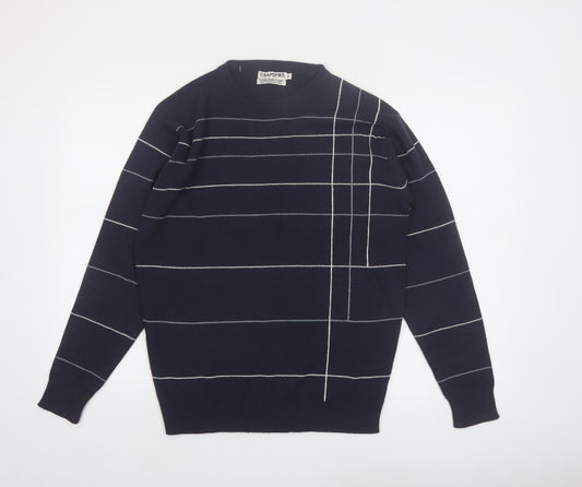 Rapidfire Men's Blue Striped Crew Neck Knit Jumper Size M