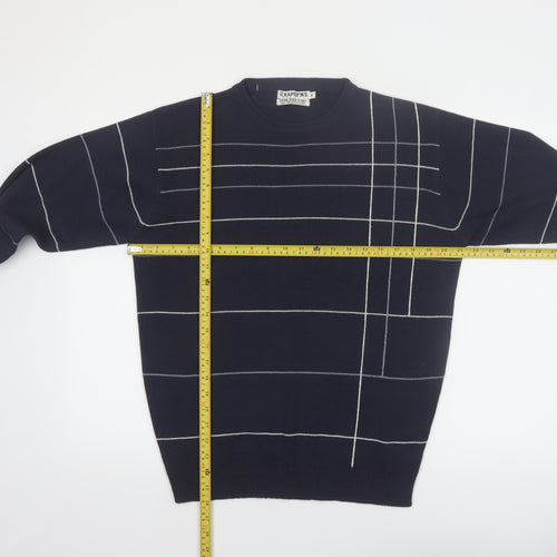 Rapidfire Men's Blue Striped Crew Neck Knit Jumper Size M