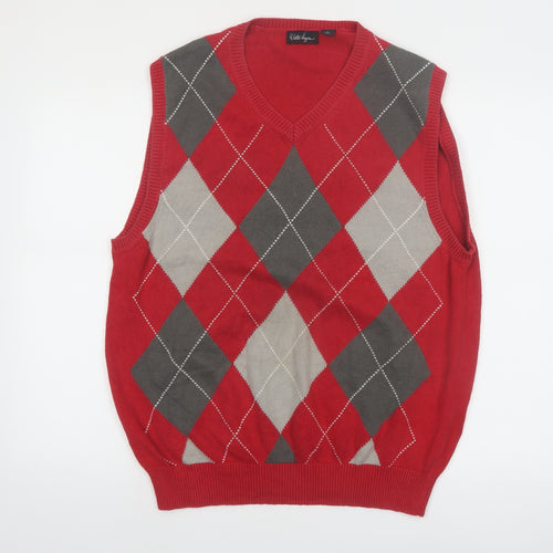 Walter Hagen Men's Red Argyle Cotton Golf Knit Vest M