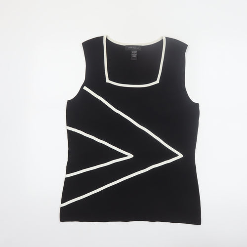 Cable & Gauge Women's Black Geometric Sleeveless Knit Tank Top Size L