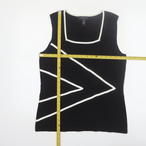 Cable & Gauge Women's Black Geometric Sleeveless Knit Tank Top Size L