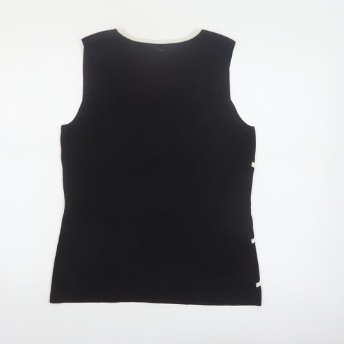 Cable & Gauge Women's Black Geometric Sleeveless Knit Tank Top Size L