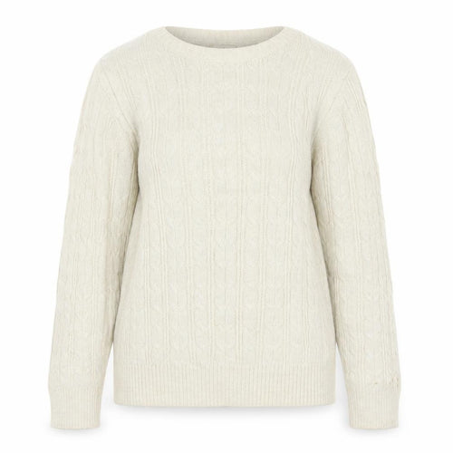 St John's Bay Women Ivory Cable-Knit Cotton Blend Jumper Size L