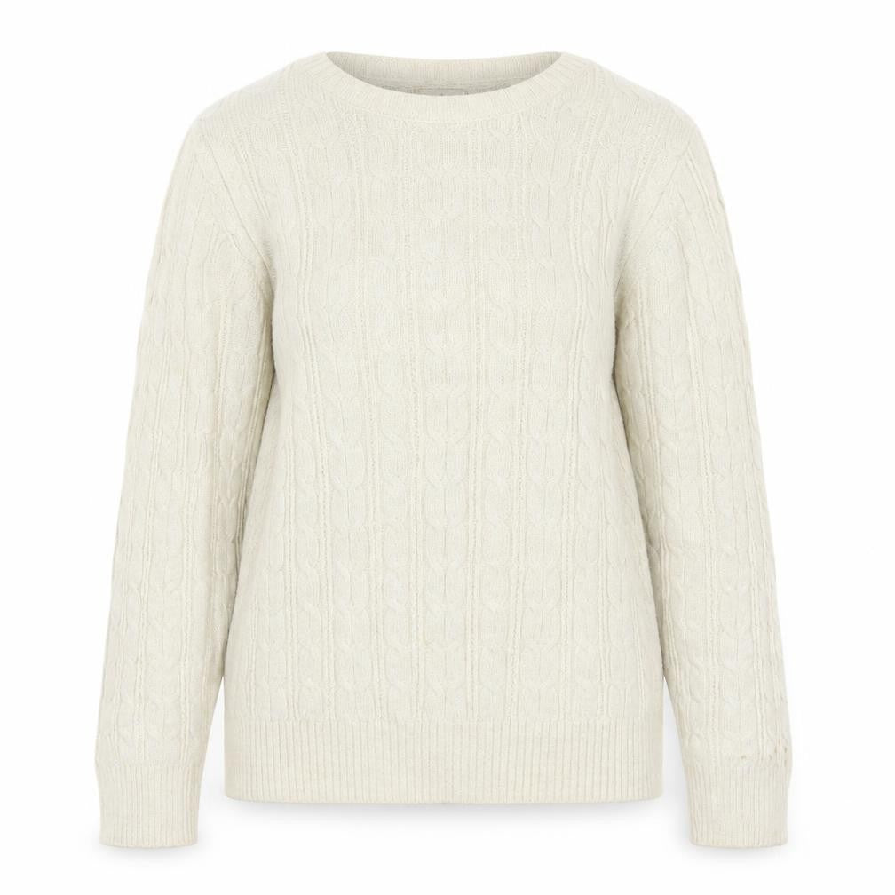 St John's Bay Women Ivory Cable-Knit Cotton Blend Jumper Size L