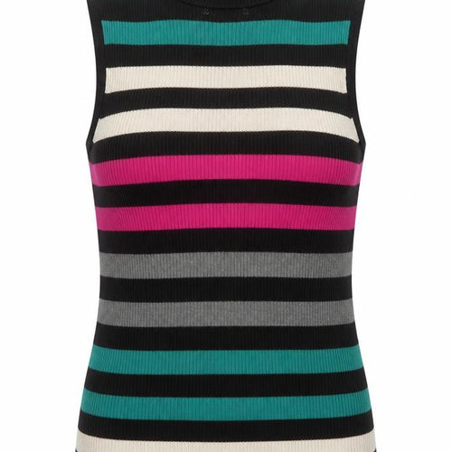 Dana Buchman Women’s Multicoloured Sleeveless Striped Roll Neck Top Size M