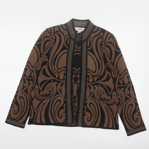 Alicia Wong Women's Brown Beaded Knit Open Cardigan Size S