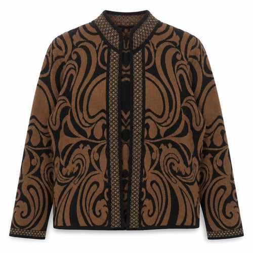 Alicia Wong Women's Brown Beaded Knit Open Cardigan Size S